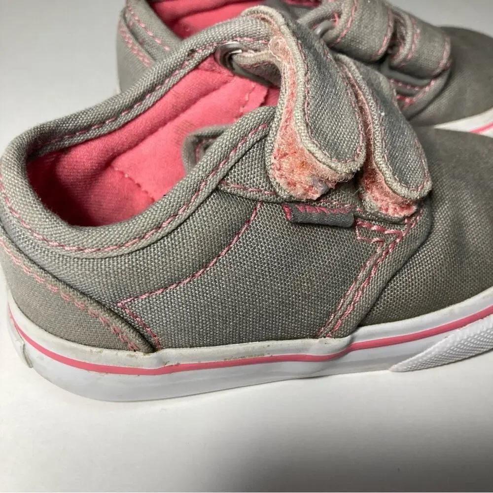 Vans Gray Pink Skate Double Velcro Strap Sneakers Shoes Toddler 5